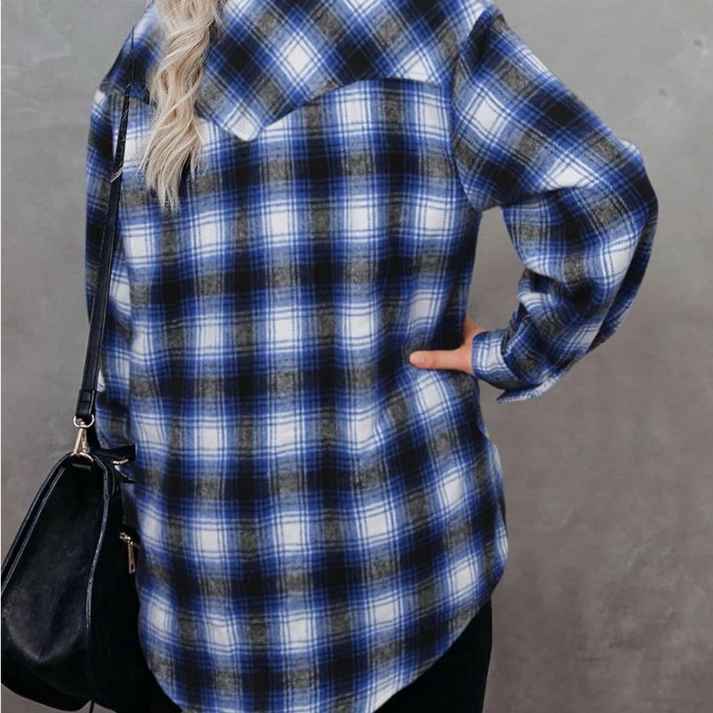 Plaid Button-Up Shacket - Picture 3 of 3